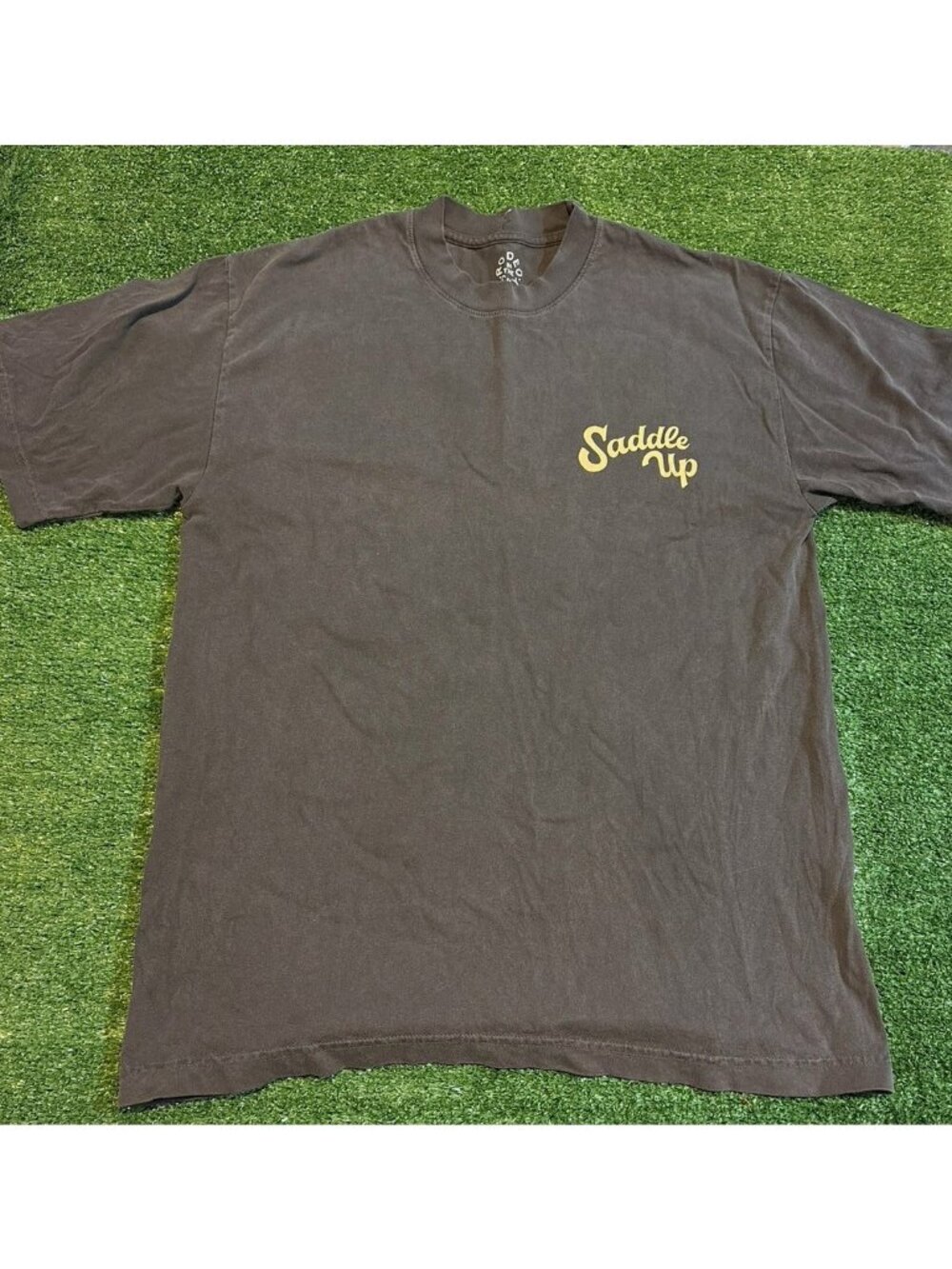 Rodeo in the sky shirt mens medium gray western saddle up christian pocket